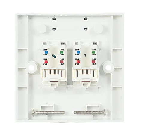 ქსელის აქსესუარი - Fixed Wallplate 2xRJ45 568B STP PowerCat 5e White