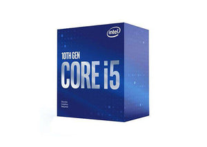 Intel Core i5-10400F processor with a sleek black and silver design, featuring the product label visible on the chip.