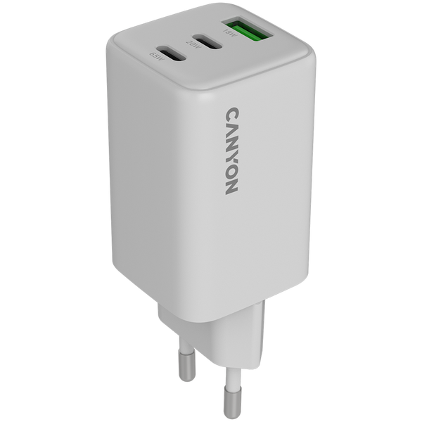 CANYON CU65ACC GaN 65W Charger 2xPD 1xQC White