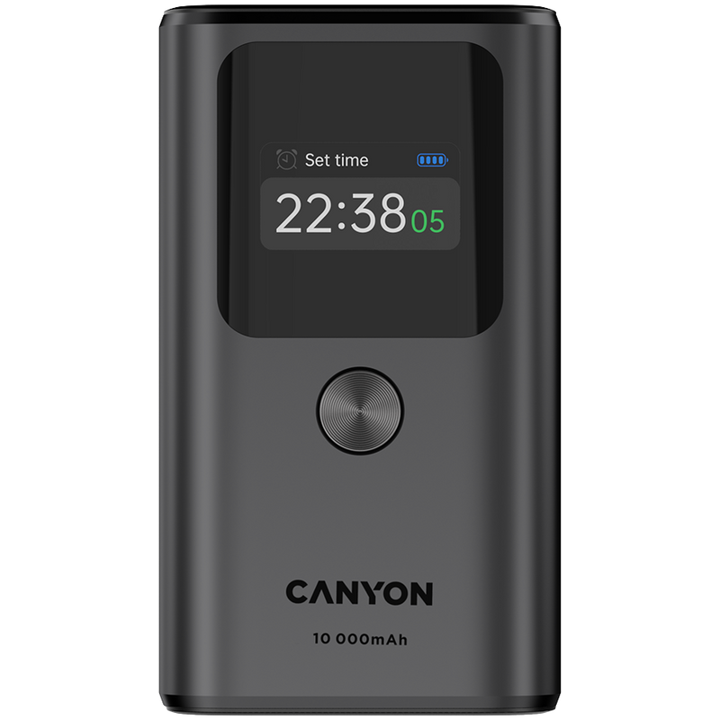 CANYON OnPower 130 TFT Power Bank 10000mAh PD30W Dark Grey
