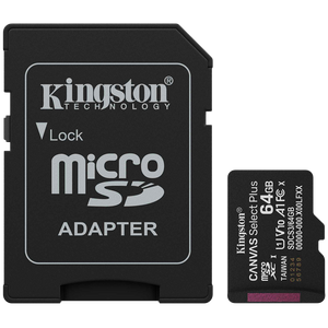 Kingston Canvas Select Plus 64GB microSDXC + SD ადაპტერი