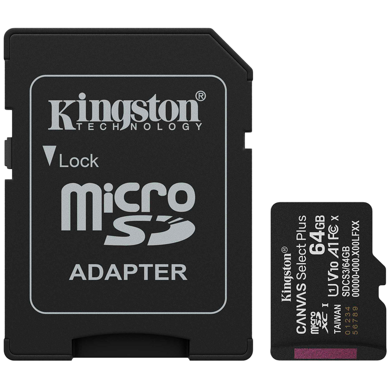 Kingston Canvas Select Plus 64GB microSDXC + SD ადაპტერი