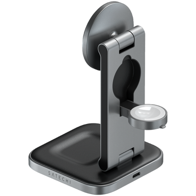 SATECHI 3-in-1 Foldable Qi2 Charging Stand Space Gray