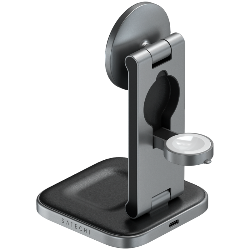 SATECHI 3-in-1 Foldable Qi2 Charging Stand Space Gray