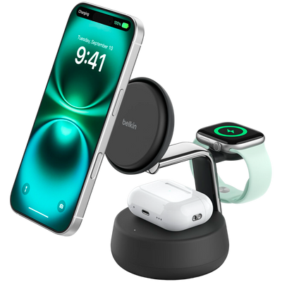 BELKIN 25W Qi2 3-in-1 Wireless Charging Stand Black