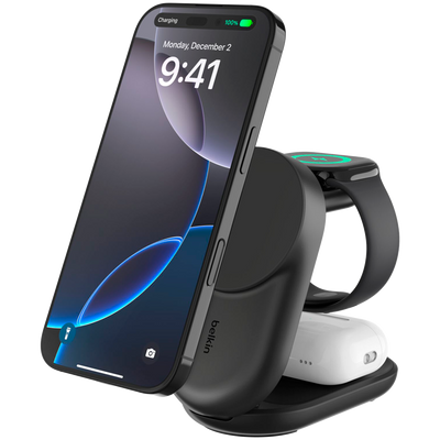 BELKIN 25W Qi2 3-in-1 Foldable Charger Black
