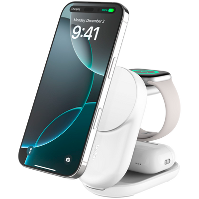 BELKIN 25W Qi2 3-in-1 Foldable Charger White