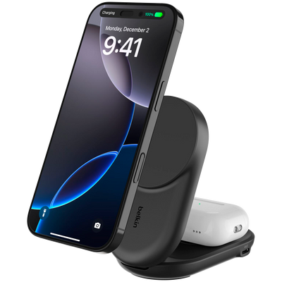 BELKIN 25W Qi2 2-in-1 Foldable Charger Black