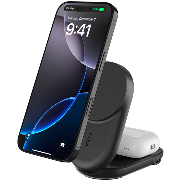 BELKIN 25W Qi2 2-in-1 Foldable Charger Black