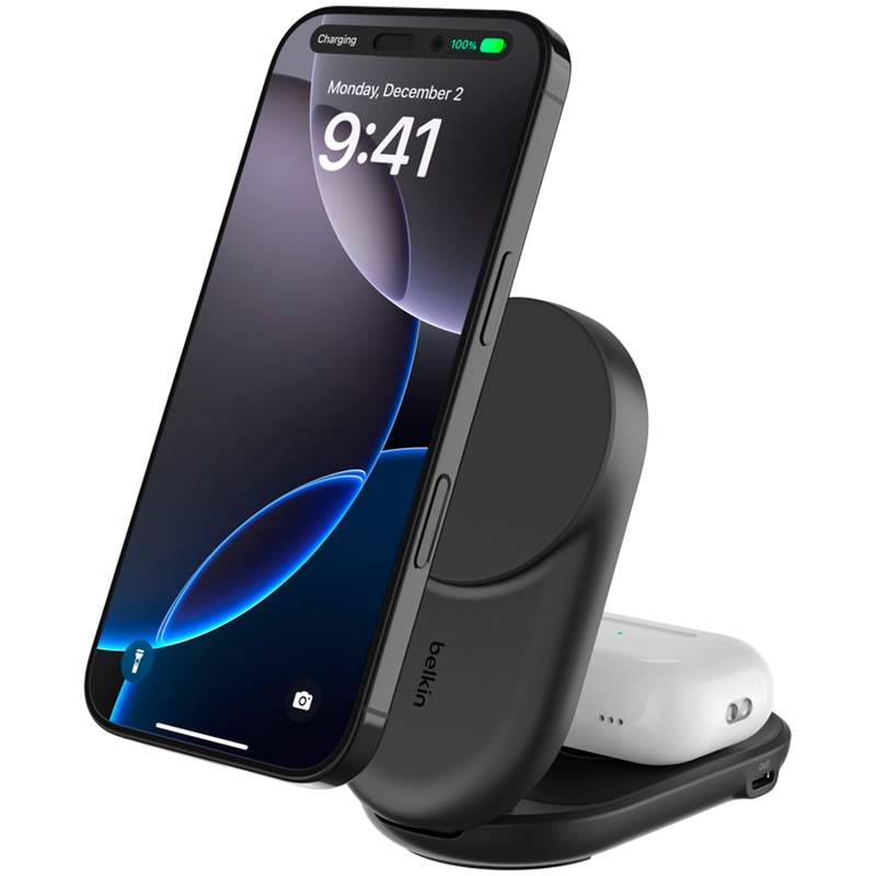 BELKIN 25W Qi2 2-in-1 Foldable Charger Black