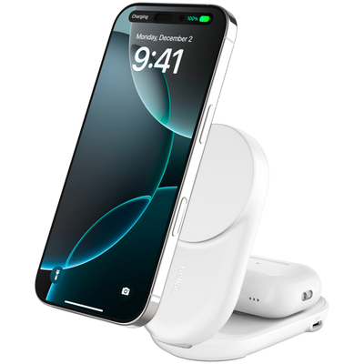 BELKIN 25W Qi2 2-in-1 Foldable Charger White