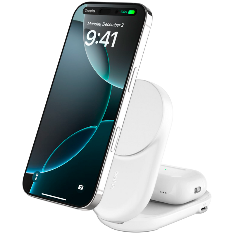 BELKIN 25W Qi2 2-in-1 Foldable Charger White
