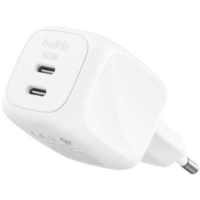 BELKIN 50W Dual USB-C PD Wall Charger White