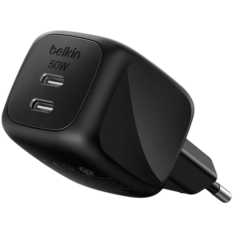BELKIN 50W Dual USB-C PD Wall Charger Black
