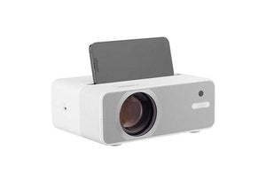 2E Phobos FHD LED projector displaying a bright, clear image with WiFi connectivity and 200 lumens brightness.