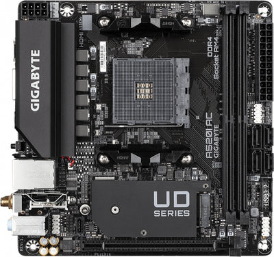GIGABYTE Motherboard A520I AC sAM4 A520 2xDDR4 M.2 HDMI DP Wi-Fi BT