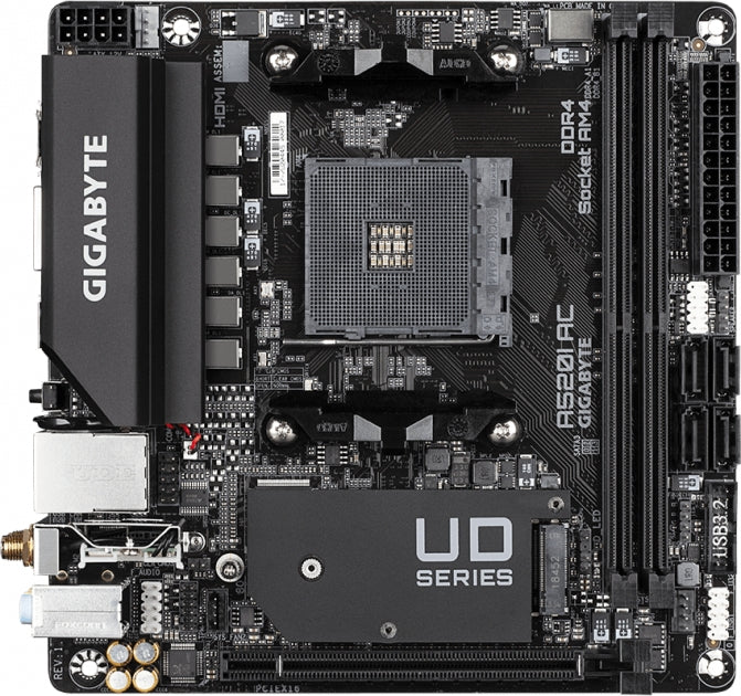 GIGABYTE Motherboard A520I AC sAM4 A520 2xDDR4 M.2 HDMI DP Wi-Fi BT