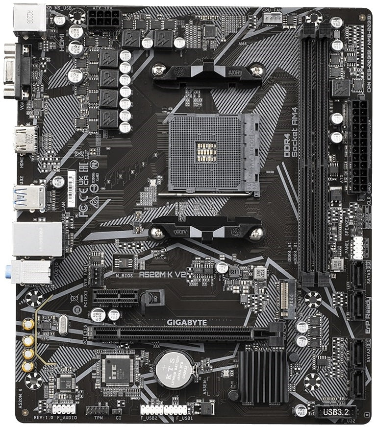 GIGABYTE Motherbard A520M K V2 sAM4 A520 2xDDR4 M.2 HDMI mATX