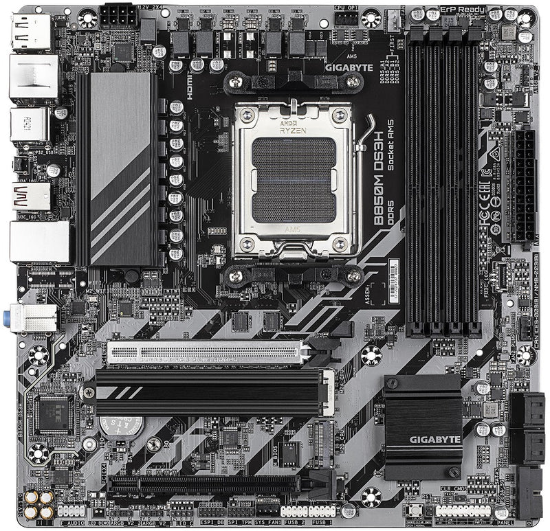 GIGABYTE Motherboard B850M DS3H sAM5 B850 4xDDR5 M.2 HDMI DP mATX