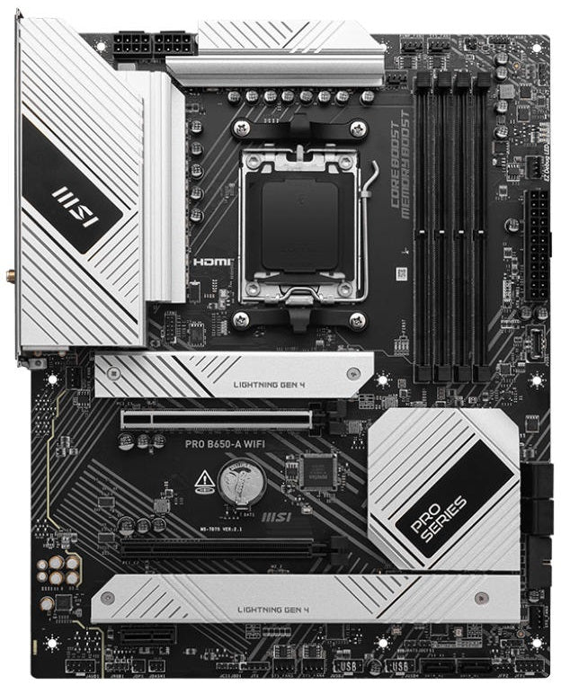 MSI Motherboard PRO B650-A WIFI sAM5 B650 4xDDR5 M.2 HDMI DP Wi-Fi BT