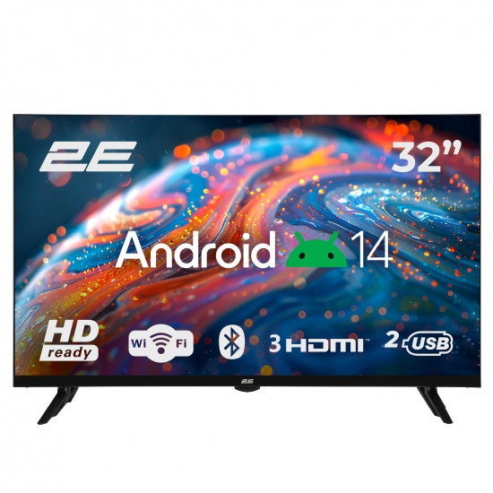 2E 32" HD Smart Android ტელევიზორი — შავი