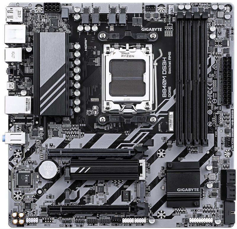 GIGABYTE Motherboard B840M DS3H sAM5 B840 4xDDR5 M.2 HDMI DP mATX