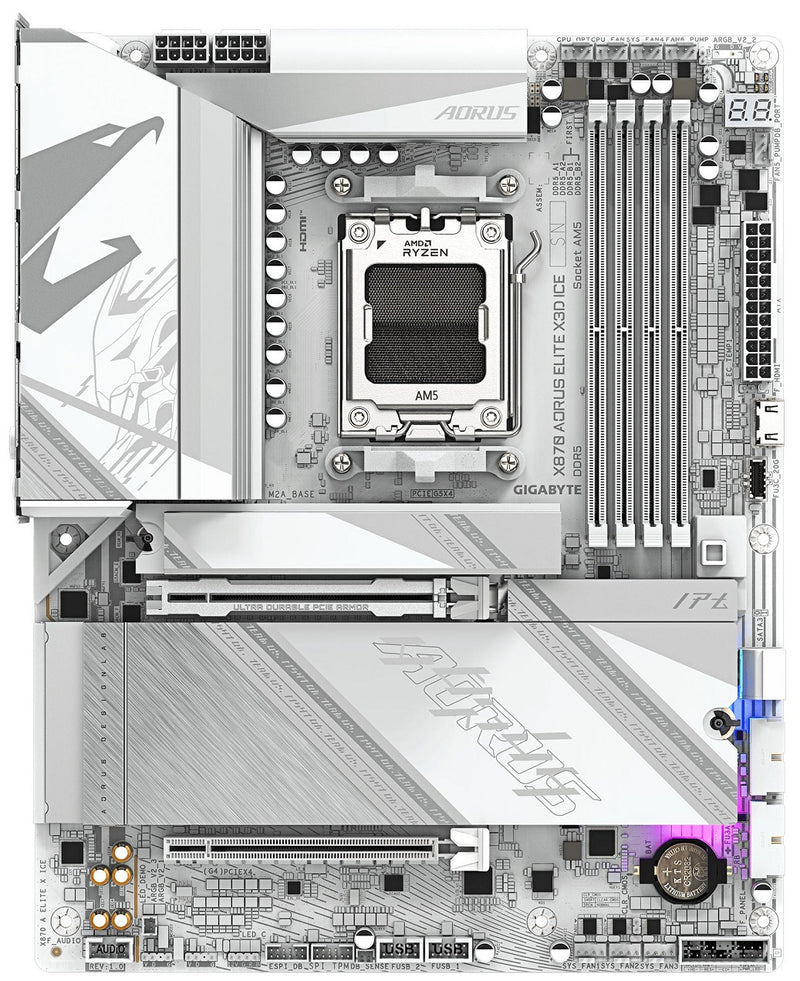 GIGABYTE Motherboard X870 A ELITE X3D ICE sAM5 X870 4xDDR5 M.2 Wi-Fi