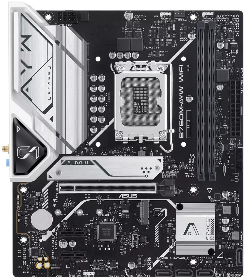 ASUS Motherboard B760M-AYW WIFI-SI s1700 B760 2xDDR5 M.2 HDMI Wi-Fi