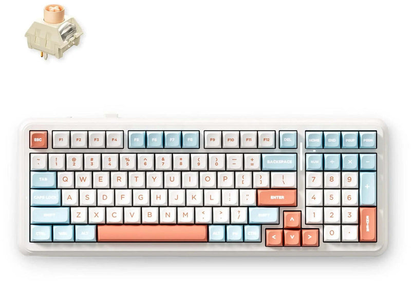 MCHOSE K99 V2, Icy Creamsicle, USB-A/WL/BT, RGB, Horizon Orange