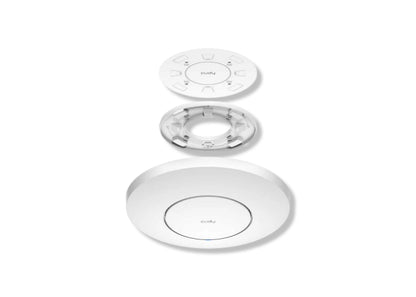 Cudy AP1300 access point mounted on a wall, showing its sleek design and indicator lights for stable wireless connectivity.