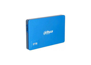 Dahua 2TB external HDD with solid disk drive, black rectangular case, USB port, and brand logo on the front.
