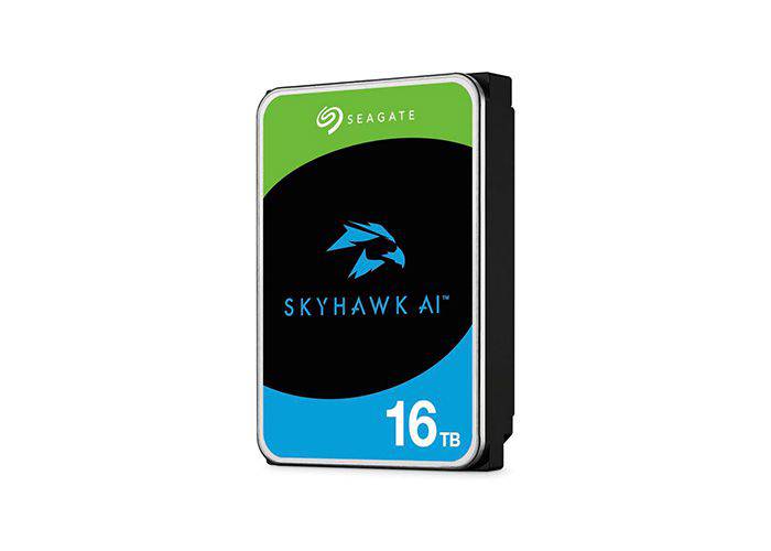 Seagate 16TB internal hard disk drive (HDD) with black casing and label showing model ST16000VE000.