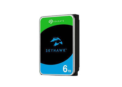 Seagate 6TB internal hard drive with solid disk design, detailed close-up showing model ST6000VX008 for data storage.