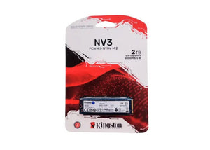 Kingston 2000GB M.2 NVMe PCIe 4.0 SSD showing the sleek black SSD drive with Kingston branding and model details.