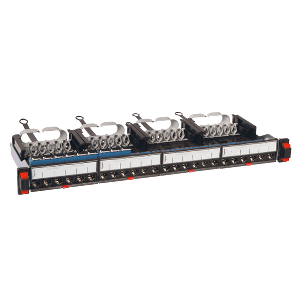 პაჩ-პანელი - Legrand LCS³ 24×RJ45 (Cat 5e/6/6A), კაბელის სამაგრით