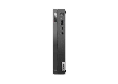 Lenovo ThinkCentre neo 50q Gen 4 desktop computer with Intel i3-1215U processor, black tower design.