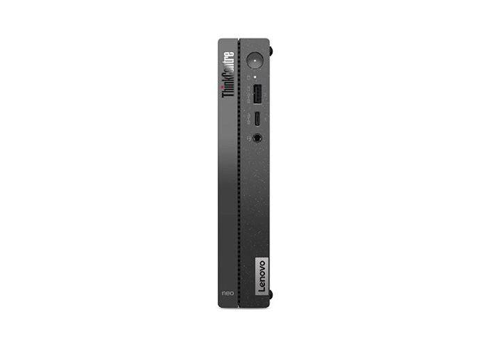 Lenovo ThinkCentre neo 50q Gen 4 desktop computer with Intel i3-1215U processor, black tower design.