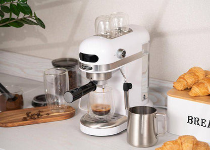 Ardesto YCM-E1500 coffee machine with stainless steel finish and compact design, suitable for home brewing espresso and coffee.