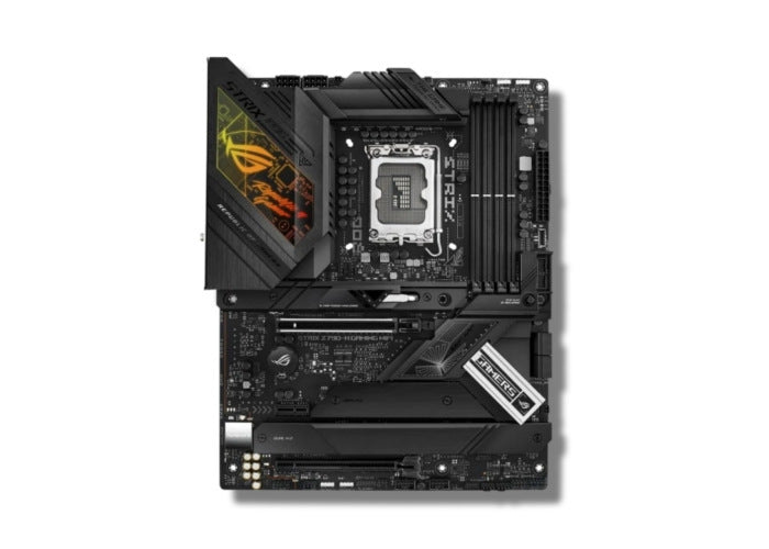 ASUS ROG STRIX Z790-H Gaming WiFi motherboard with LGA 1700 socket, DDR5 support, and Intel Z790 chipset.