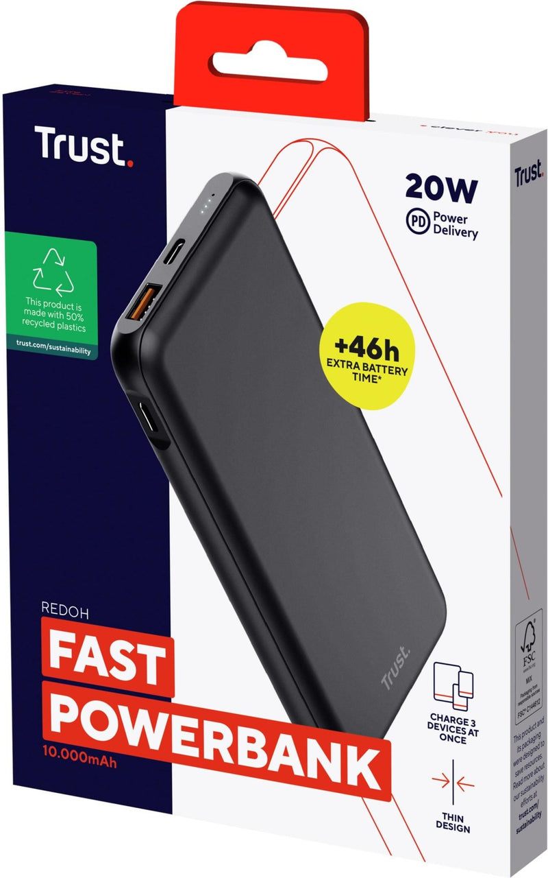 Trust Redoh 10000mAh, შავი