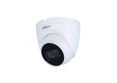 Dahua 2 MP IP camera with black dome design, outdoor security camera with night vision and weatherproof features.