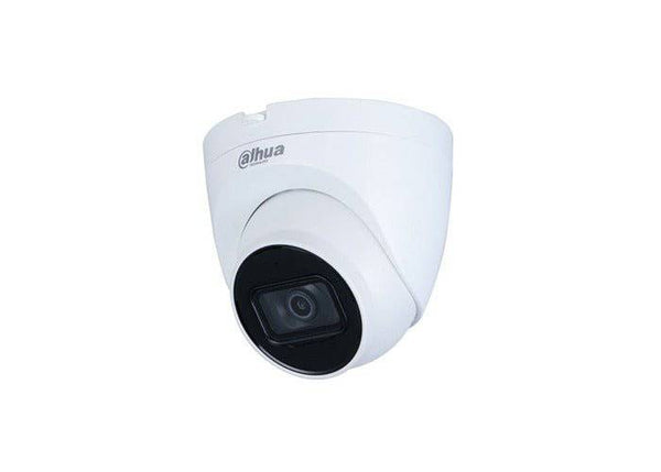 Dahua 2 MP IP camera with black dome design, outdoor security camera with night vision and weatherproof features.