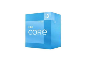 Intel Core i3-12100F processor, a desktop CPU with a blue and silver heatsink and pins for motherboard installation.