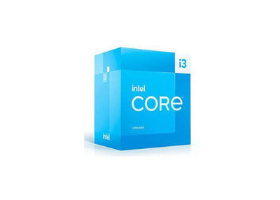 Intel Core i3-14100 processor showing a sleek black chip with Intel branding and model details on the surface.