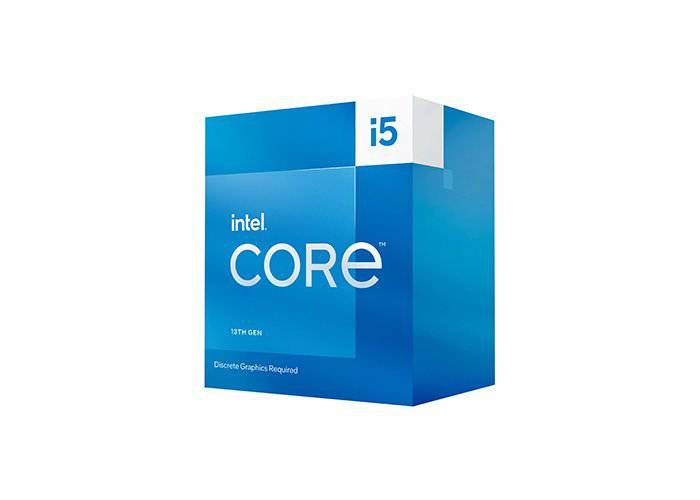 Intel Core i5-13400F processor with heat spreader, designed for desktop computers, featuring multiple cores and a sleek metallic finish.