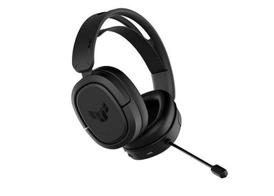 Wireless ASUS TUF Gaming H1 headset with over-ear design and built-in microphone for immersive gaming audio.