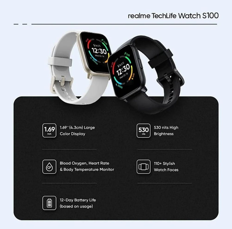 Realme TechLife Watch S100, შავი