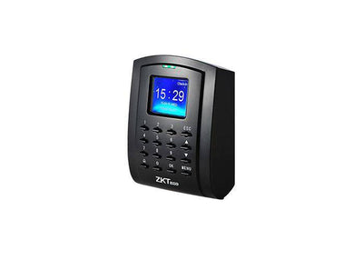 ZKTeco SC105 access control device for work time tracking, with keypad and display for employee attendance management.
