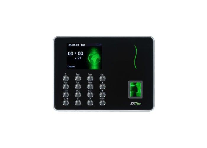 ZKTeco WL10 access control device for work hours tracking, shown with keypad and display screen.