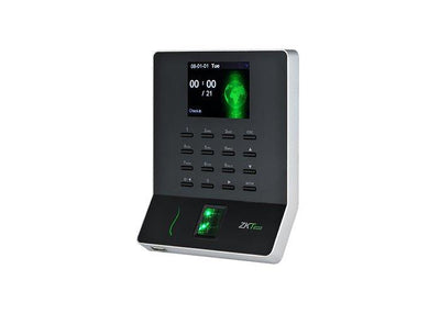 ZKTeco WL20 access control device for work time tracking with digital display and card reader functionality.